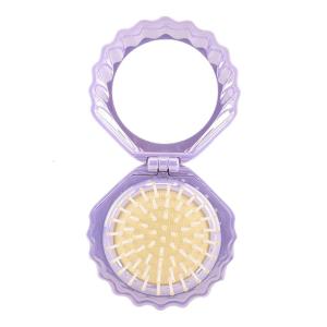 Shell Shaped Air Cushioned Comb And Mirror Set Portable Hair Styling Tool Portable Massage Comb Hairbrush