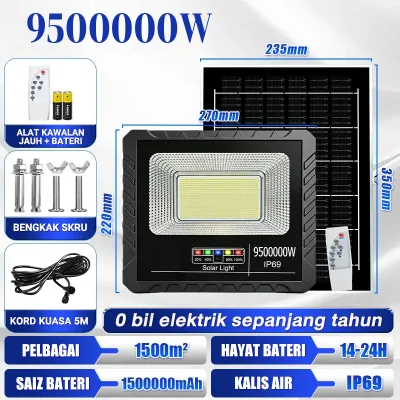 8500000W🎁BUY 1 TAKE 2🎁Lampu Solar Light 8500000W Solar Light Outdoor kalis air IP67 0 bil elektrik street light with remote control 6000W/8000W/10000W High Power with solar panel