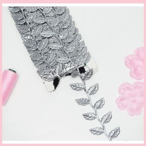 [PER ROLL] Renda Tangkai Daun Satin Silver Gold - hiasan hampers dan souvenir