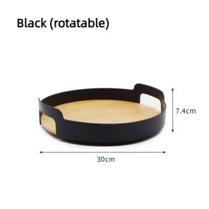 FFBH Multifunctional Wooden Storage Tray Desktop Creative Minimalist 360 ° Rotating Tray Aesthetic Luxury Tea Plates Home Organizers 6B2Z9