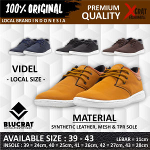 Sepatu Sneakers Pria Videl Blucrat Cowok Laki Dewasa Kulit Kanvas Karet Casual Keren Terbaru