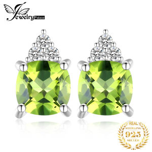 JewelryPalace 1.3ct ธรรมชาติ Peridot 925เงินสเตอร์ลิงสตั๊ดต่างหูแฟชั่นผู้หญิงสีเขียวอัญมณีเครื่องประดับวันเกิด Gift