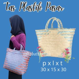 Tas anyaman plastik ukuran sedang tas jinjing belanja ke pasar