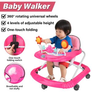 🔥พร้อมส่ง🔥 Four Seas รถหัดเดินเด็ก รถฝึกเดินสำหรับเด็ก การพับเพียงคลิกเดียว ล้อหมุนได้ 360° อเนกประสงค์ ปรับความสูงได้ 4 ระดับ