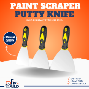 Putty Knife 1IN 1/2IN 2IN 3IN 4IN 5IN Stainless Steel Paint Scraper Spatula with Rubber Handle Hardened Paint Shovel