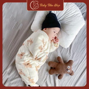 Body lông 2 lớp đại hàn siêu nhẹ cho bé TDNL02 -  bộ body dài tay mùa đông siêu nhẹ và ấm cho bé sơ sinh - 1 tuổi