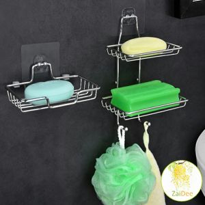 YUANTA ที่วางสบู่สแตนเลส ชั้นวางของ วางสบู่ ฟองน้ํา ตะแกรงระบายน้ํา ไม่ต้องเจาะผนัง soap dish
