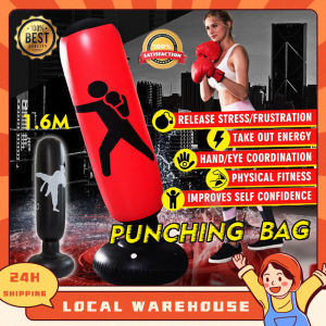 Stock Free pump puching bag boxing 1.6M Inflatable Tumbler PVC punching Bag stand Boxing Bag Glove Fitness Martial kids Adult Sandbag