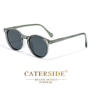 CATERSIDE Kính râm tròn phân cực cổ điển Nam TR90 / Acetate Kính chống nắng cổ điển Phụ nữ Punk Lái xe Du lịch Lunette De Soleil2026