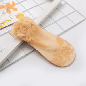 【Miễn phí vận chuyền】 1 đôi vớ thuyền lá mỏng vớ vô hình ren cho Nữ Vớ nông chống trượt rỗng cho nữ