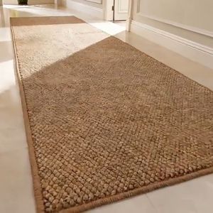 Boho Farmhouse Style Floor Rug Stain Resistant Woven Door Mat Entryway Rug for High Traffic Areas Beige Textured Doormat