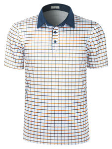 Mens Lightweight Fashion Pattern Print Moisture Wicking Golf Polo Shirts Short Sleeve Quick Dry Performance Daily Casual T-Shirts