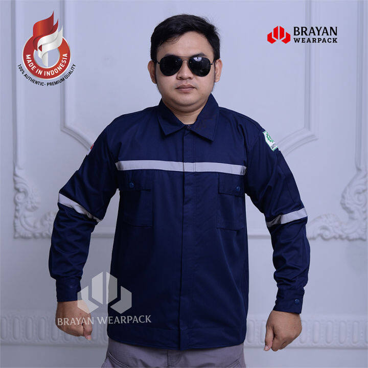 Kemeja Safety Baju Wearpack Kerja Seragam Proyek Pdl Pakaian Werpak Sefty Navy Polos Lazada