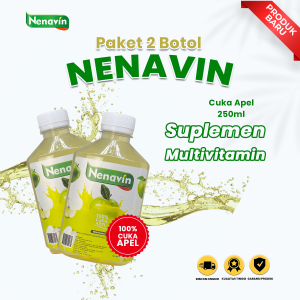 Nenavin Cuka Apel Paket 2 Botol 250ml Ringankan Tubuh Basmi Gejala Diabetes Terdaftar BPOM & Halal MUI