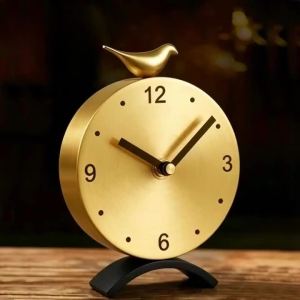 xpkQ Silent Brass Table Clock Low Power Durable Anti-slip Base Smooth Edge Anti-rust Desk Clock Light Luxury Classics Elegance Clocks R6P8Q
