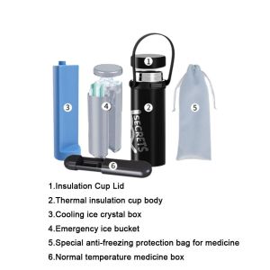 15MIN Rechargeable Insulin Refrigerated Cup LCD Digital Display Large Capacity Growth Hormone Refrigerator Practical Portable Design Insulin Cooler Box for Home