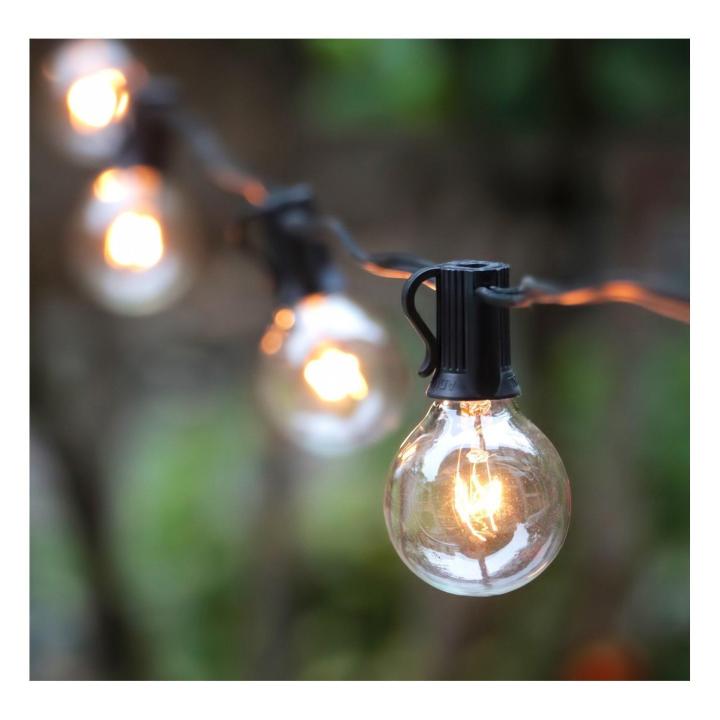 7.6 Meter G40 Waterproof Globe String Lights with 25 pcs Clear Bulbs 7W + 2  pcs Extra, 220V UL listed Backyard Patio Lights, Hanging Indoor/Outdoor  String Light, Warm white