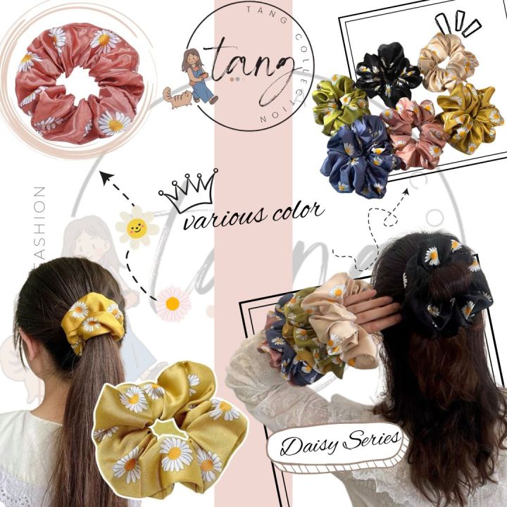 Ready stock-Korean Daisy Scrunchies Elastic Hair Band Tie Accessories ...