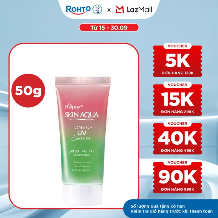 Kem chống nắng nâng tông Skin Aqua Tone up Rose cho da trắng, khuyết điểm xanh hoặc tái xanh, dạng tinh chất Sunplay Skin Aqua Tone Up UV Essence Rose SPF 50+ PA++++ 50g