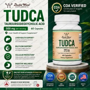 Double Wood TUDCA Dietary Supplement Daily Capsule Formulated with Bile Salts Nutritional Support for General Internal‑Related Body‑Wellness Maintenance