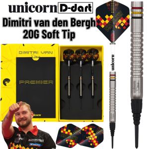UNICORN SOFT TIP DART - 20G Dimitri Van Den Bergh MAESTRO PREMIER 90% TUNGSTEN SOFT TIP DARTS (ARROW DART LEMBUT)