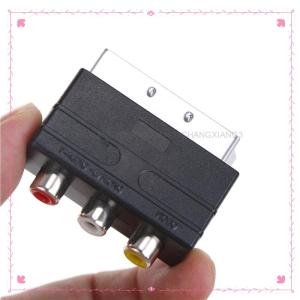 ซื้อ 1 ชิ้นลด 10 บาท SCART TO 3 RCA COMPOSITE Phono ADAPTER Converter + In Out SWITCH