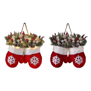 Plastic Christmas Ornament Set Holiday Gloves Snowflakes Decoration Shatterproof Stockings for Office Store