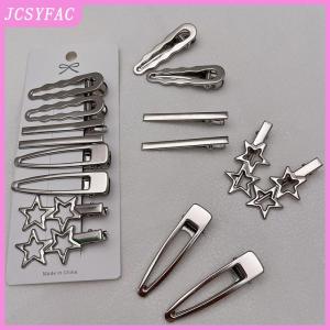 JCSYFAC  8pcs Girl Hair Pins Silver Metal Duckbill Clip Women Hair Clips Side Bangs Female Ladies Barrettes Hair Accessories