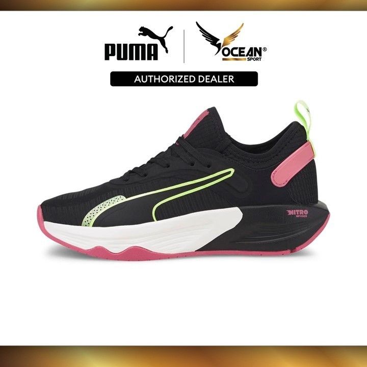Puma Women PWR XX NITRO Wns Training Shoe (Black-Sunset Pink-Fizzy ...