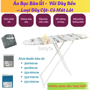 Áo Bọc Bàn Ủi Dây Cột Chống Trượt -Vỏ Bọc Bàn Ủi Có Dây Buộc Cố Định -Áo Bọc Bàn Ủi Dây Rút Co Giãn Tiện Lợi -Áo Bọc Bàn Ủi Vải Dày Chống Nhăn -Tấm Bọc Bàn Ủi Cao Cấp Dây Cột