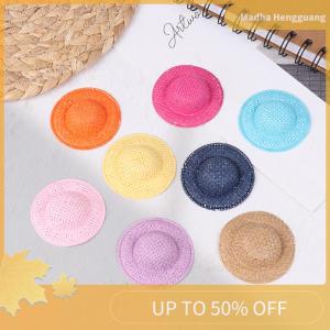 Madha 5Pcs Dollhouse Hand Weaved Straw Hat Doll Mini Colorful Hat Dollhouse Decoration Accessories For Kid Pretend Play Toys