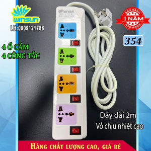 Ổ cắm điện đa năng ổ cắm 4 công tắc 3 ổ cắm 2*USB 354U Winsun
