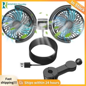 Dual Head USB Car Seat Back Cooling Fan - 3-Speed Adjustable Neck Cooler for Hot Days - 360 Rotatable for Optimal Air Circulation