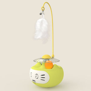 Teekland Tumbler Interactive Cat Toy Dual Track Balls with Bell Feather Light Up Solo Play Toy