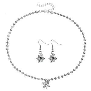 ชุดสร้อยคอและต่างหูจี้อัลลอยขัดเงามีสไตล์สำหรับเครื่องแต่งกายแนวสตรีทและชุดลำลอง