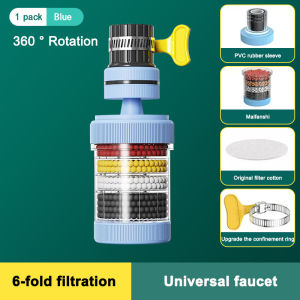 3PCS 6-Layer Faucet Water Filter - 360° Rotatable Retractable Splash-Proof Extender Universal Kitchen Activated Carbon Water Purifier Nozzle - earphea