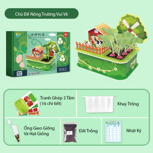 Hàng sẵn HCM Đồ chơi 3D nông trại thủ công bằng giấy DIY trồng hoa Lắp ráp mô hình trang trại Bộ làm vườn thật.