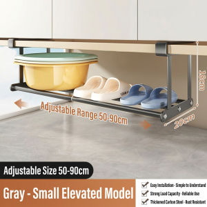 SPACEMADER Expandable Bathroom Basin Rack Carbon Steel No Drill Under Cabinet Wash Basin Palanggana Holder Adjustable Storage Organizer Space Saving Shelf