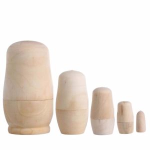 YAHURO Wooden Children Gift Unpainted Office DIY Paint Skill Training Blank Wooden Embryos Russian Nesting Dolls Matrioska Dolls Matryoshka Doll