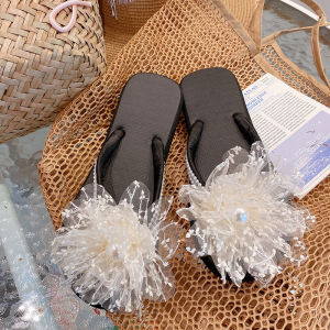 HD3467 Heavy-Duty Rhinestone Butterfly Flip-Flops With 3D Rose Design For Summer Outdoor Wear