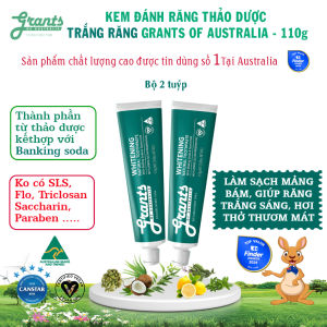 Kem đánh răng trắng răng thảo dược Grants 110g-2 tuýp-Đánh bật mảng bánhết ố vàng răng trắng sáng hơi thở thơm mát