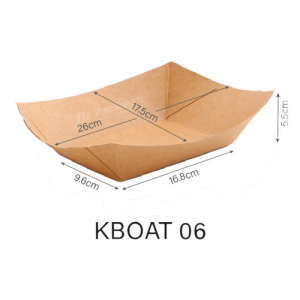 Kraft Boat Tray Paper Food Tray – Eco-Friendly Dine-In Kraft Tray for Serving Snacks & Meals