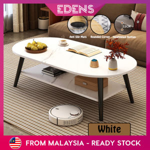 EDENS 2 Layer Wooden Coffee Table Rounded Corner Home Living Room Small Tea Side Table - Fulfilled by Edens