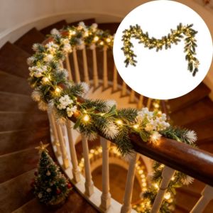 ODZ5L Imitation Pine  LED Light String Realistic Rattan Red Fruit Imitation Pine  Light String Atmosphere Lighting Pine Cone Rattan Light String Living Room