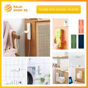 Holder Stop Kontak Fixator Gantungan Holder Socket Dinding Alat Pengait Remote AC TV Serbaguna