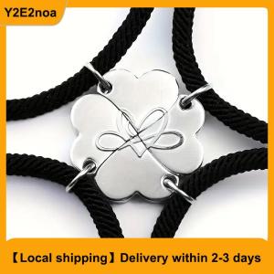 【Local shipping】 Four-leaf Clover Magnetic Best Friendship Bracelets For 4pcs Women Men Magnet Heart Best Friend Forever Good Luck Bracelet Gift