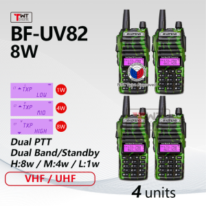 Baofeng UV82 Walkie Talkie Set Of 4 Dual Band 8W High Power Two Way Radio UHF/VHF 10KM Long Range Portable Radio Original COD