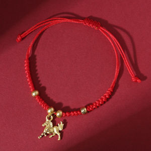 2026 Year of the Horse Zodiac Red String Bracelet Handmade Woven Red String for Wealth Men and Women New Year Gift
