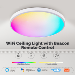 Tuya 24W WiFi Ceiling Light Smart Lamp Bluetooth With Beacon Remote Control Work With Alexa Google Home
