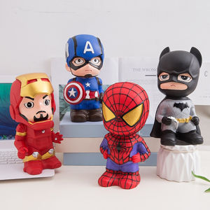Marvel Piggy Bank Spider Man Iron Man Cute Doll Piggy Bank Coins Storage Box Home Desktop Decor Children Toy Money Saving Boxes Birthday Gift for Kids Christmas